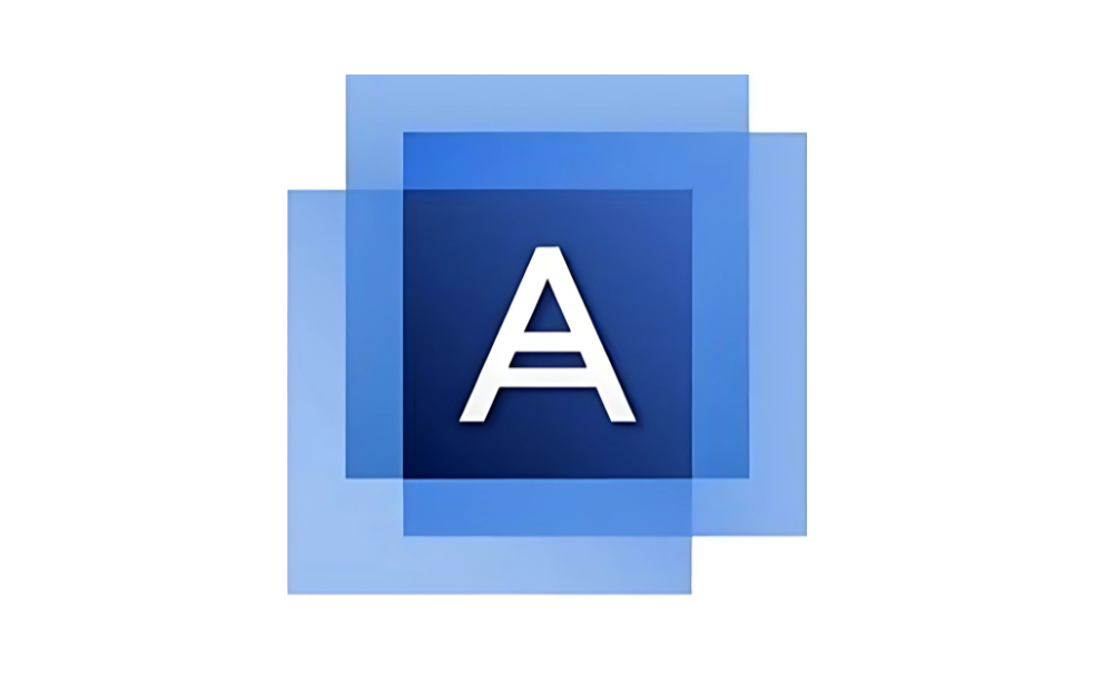 The letter 'A' in white, overlaid on a dark blue square, with lighter blue squares layered behind. This is the logo for Acronis, likely representing Acronis Backup, Acronis True Image, or Acronis Cyber Backup.
